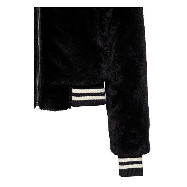 King Kerosin Queen Kerosin Fur College Lined Ladies Jacket Black