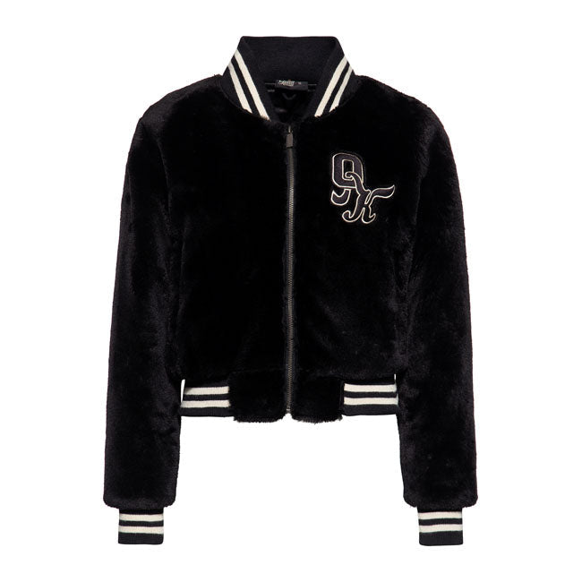 King Kerosin Queen Kerosin Fur College Lined Ladies Jacket Black