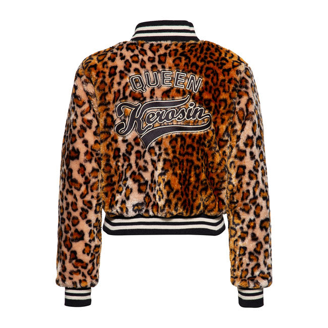 King Kerosin Queen Kerosin Fur College Lined Ladies Jacket Leopard
