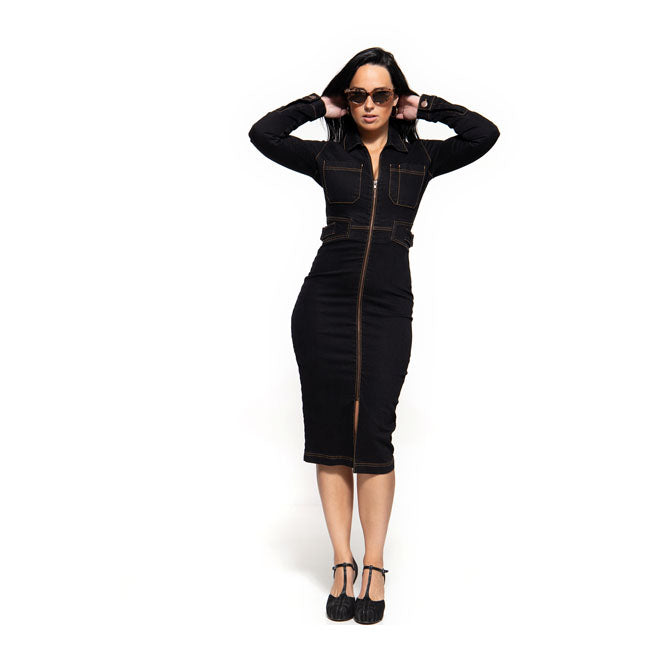 King Kerosin Queen Kerosin Motor Queen Pencil Ladies Dress Black