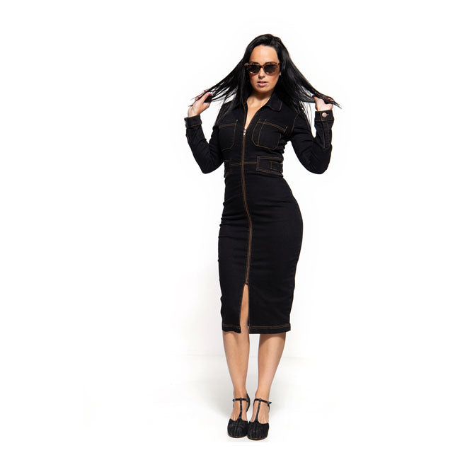 King Kerosin Queen Kerosin Motor Queen Pencil Ladies Dress Black