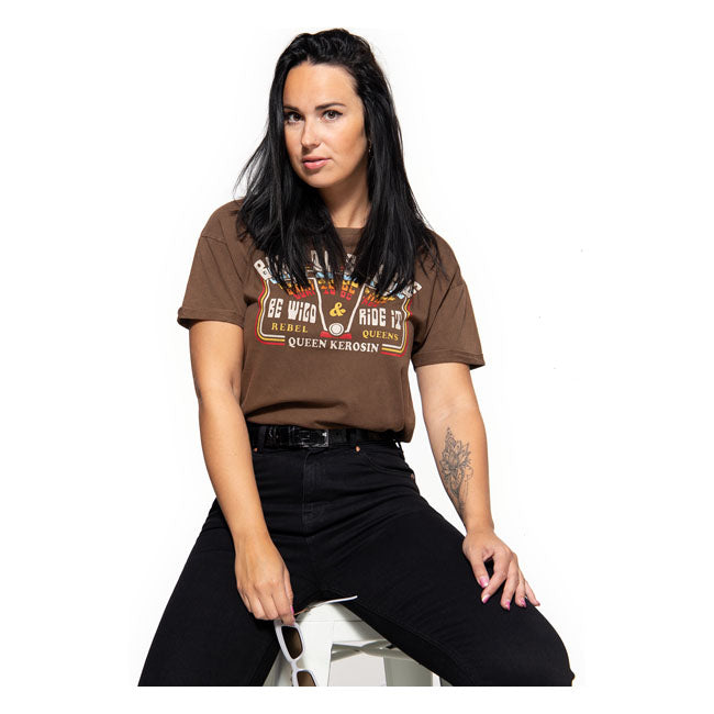 King Kerosin Queen Kerosin Free Born Ladies T-Shirt Dark Brown