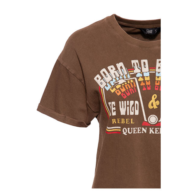 King Kerosin Queen Kerosin Free Born Ladies T-Shirt Dark Brown
