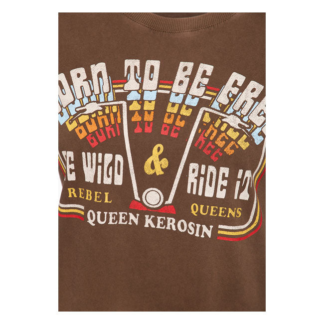 King Kerosin Queen Kerosin Free Born Ladies T-Shirt Dark Brown