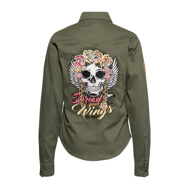 King Kerosin Queen Kerosin Spread Your Wings Adventure Gear Ladies Shirt Olive