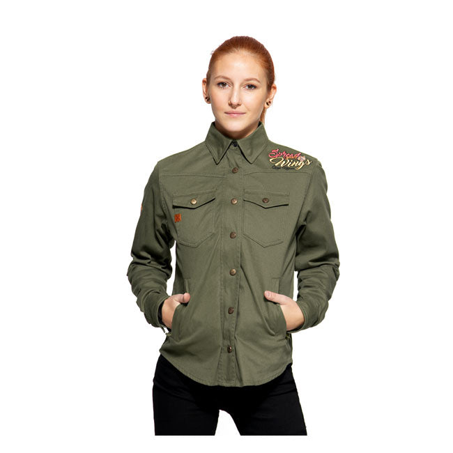 King Kerosin Queen Kerosin Spread Your Wings Adventure Gear Ladies Shirt Olive