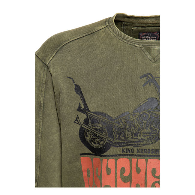King Kerosin Psychedellic Long Sleeves Sweatshirts Olive