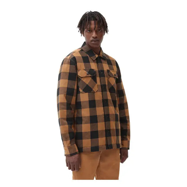 Dickies Sherpa Lined Sacramento Shirt Brown Duck  - FREE UK Shipping, FREE 365 Day Returns | Moto Central