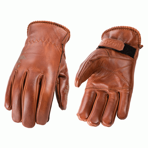 Rokker Tattoo Bird Ladies Leather Gloves Cognac