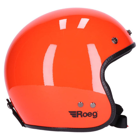 Roeg Jett Oompa Helmet Orange open-face motorcycle helmet, right-side view