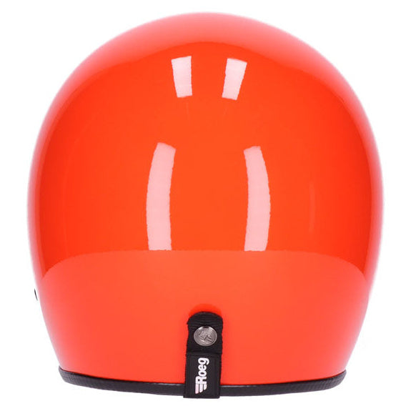 Roeg Jett Oompa Helmet Orange open-face motorcycle helmet, rear view