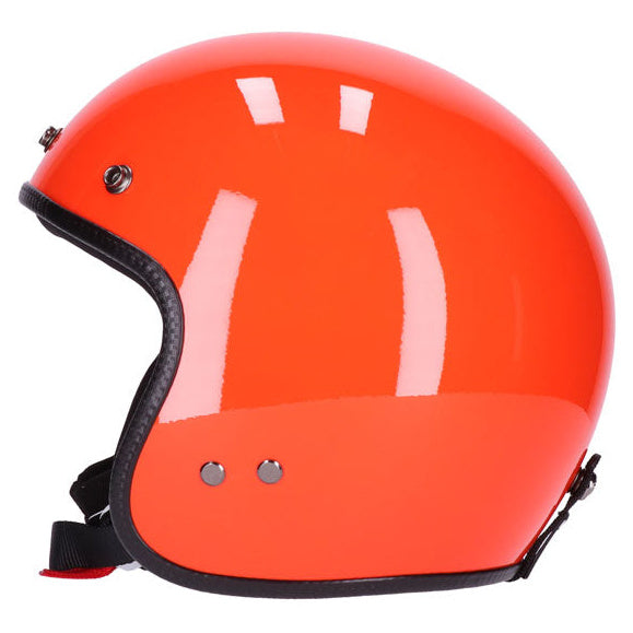 Roeg Jett Oompa Helmet Orange open-face motorcycle helmet, left-side view