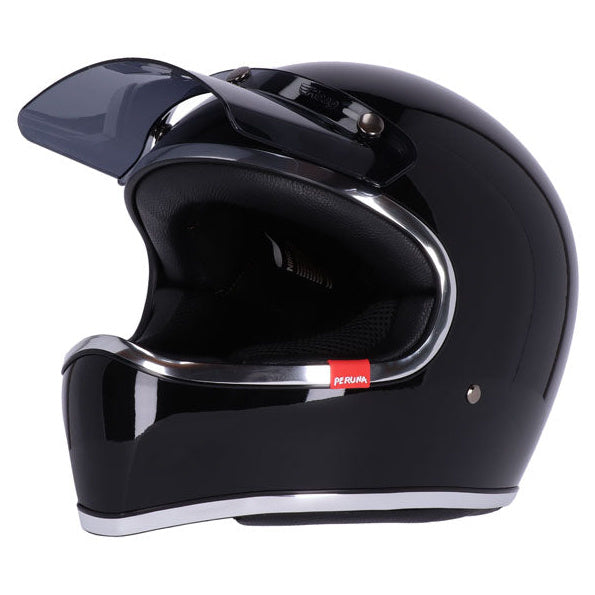 Roeg Peruna 2.0 Midnight Metallic Black adventure motorcycle helmet, left-front three-quarter view