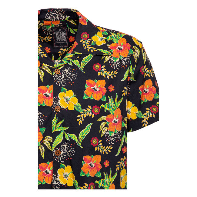 King Kerosin Hibiscus AOP Shirt Black