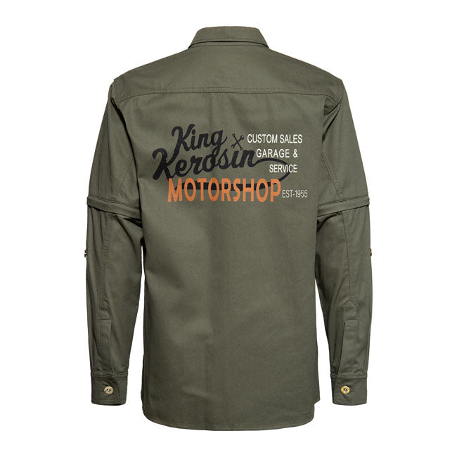 King Kerosin Motorshop Workwear Shirt Military Green