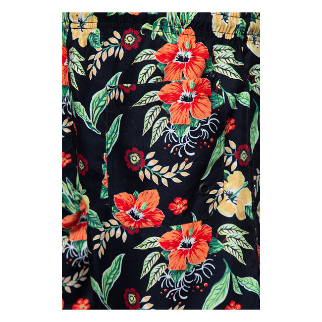 King Kerosin Flower Bath AOP Shorts Black
