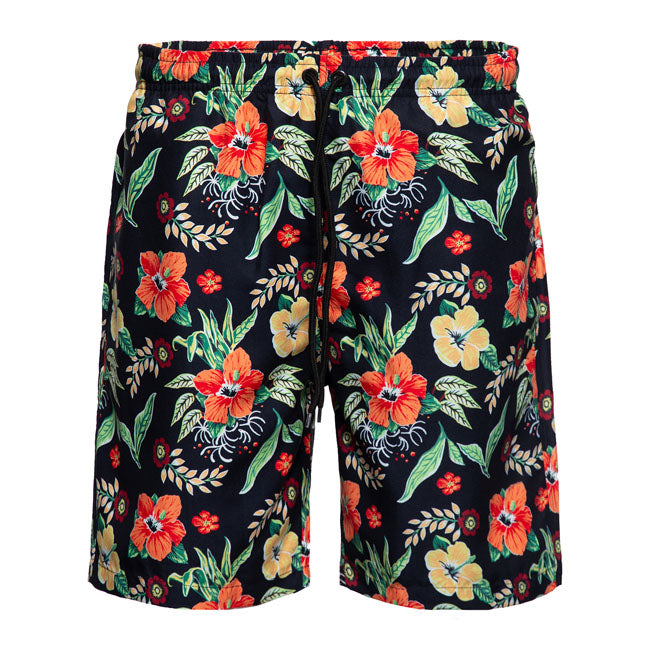 King Kerosin Flower Bath AOP Shorts Black