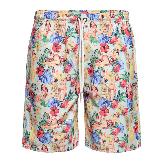 King Kerosin Flower Bath AOP Shorts Warm Sand