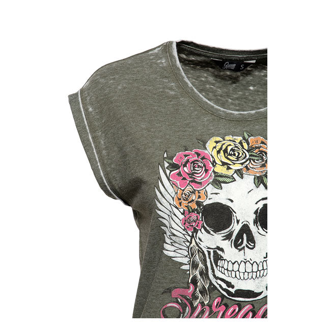 King Kerosin Queen Kerosin Spread Your Wings Ladies Shirt Olive