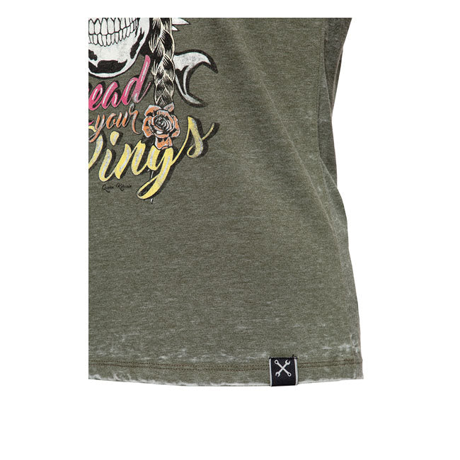 King Kerosin Queen Kerosin Spread Your Wings Ladies Shirt Olive