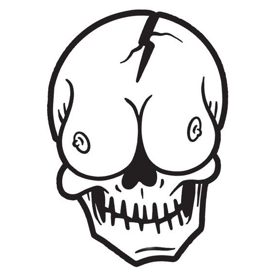 Down-N-Out Skull Boob Sticker - product view