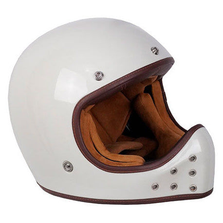 ByCity The Rock White Bone full-face motorcycle helmet, left-front three-quarter view