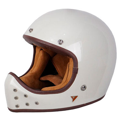 ByCity The Rock White Bone full-face motorcycle helmet, right-front three-quarter view