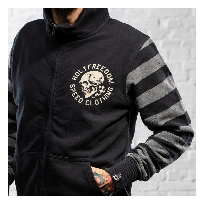 Holy Freedom Skull Hooded Windstop Sweatshirt Black