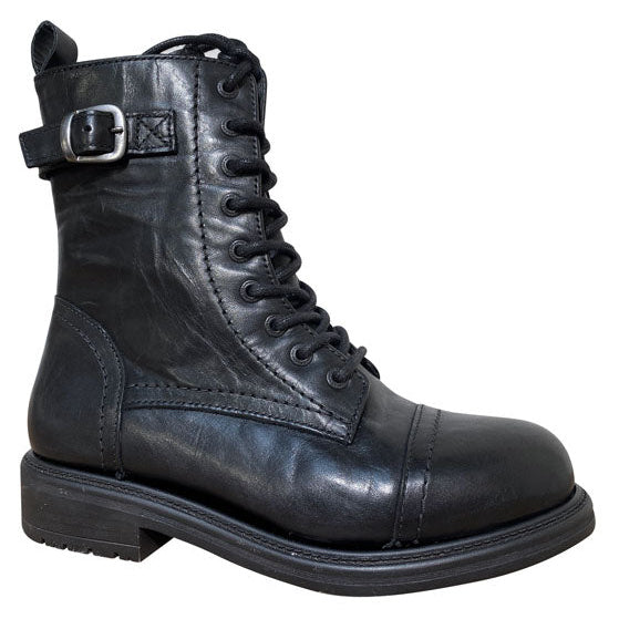 John Doe Jackie Ladies High Boots Black - motorcycle boot side profile
