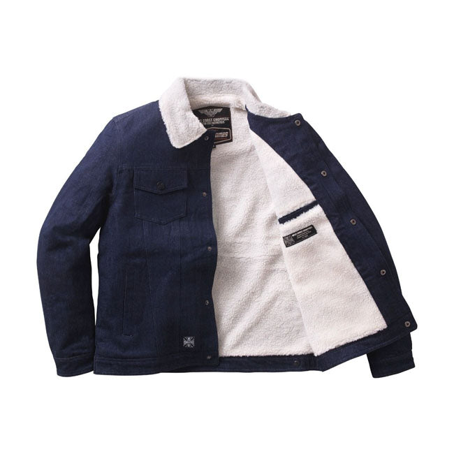 West Coast Choppers Sherpa Lined Denim Jacket Blue