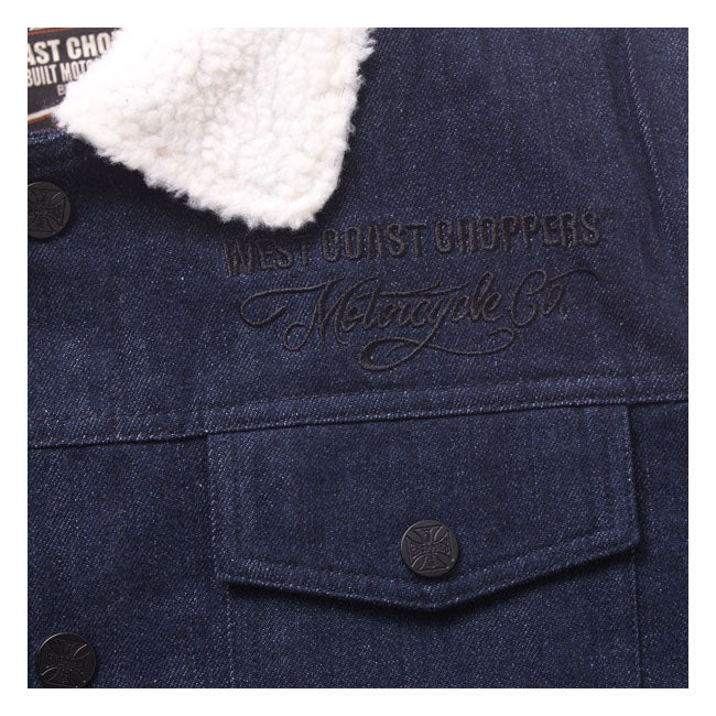West Coast Choppers Sherpa Lined Denim Jacket Blue