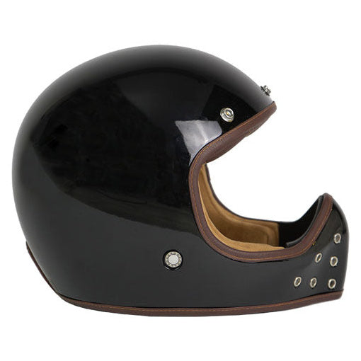 ByCity The Rock gloss black retro full-face motorcycle helmet - left-side view