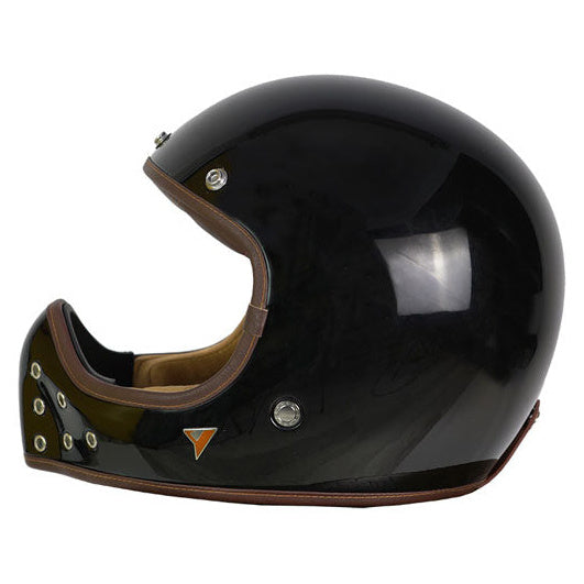 ByCity The Rock gloss black retro full-face motorcycle helmet - right-side view