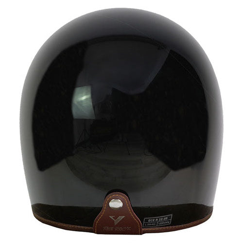 ByCity The Rock gloss black retro full-face motorcycle helmet - rear view