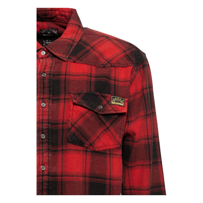 King Kerosin Acidwashed Check Shirt Black/Red
