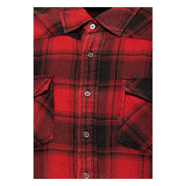 King Kerosin Acidwashed Check Shirt Black/Red