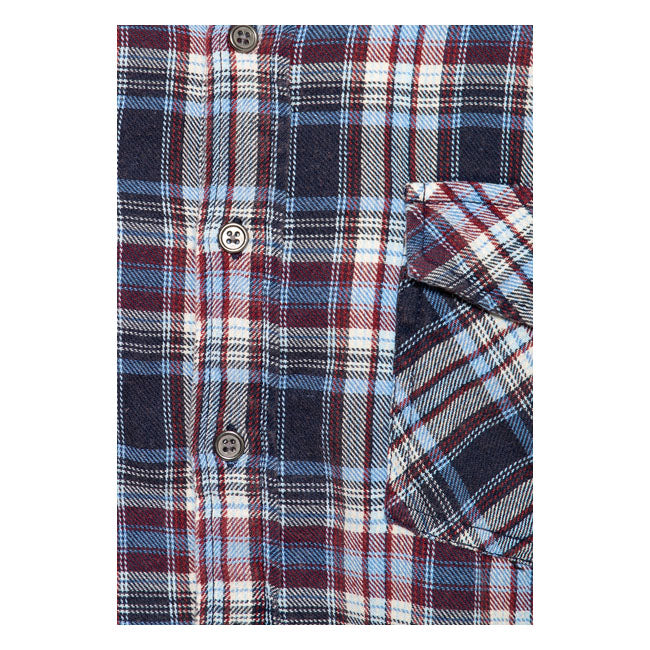 King Kerosin Acidwashed Check Shirt Navy/Bordeaux