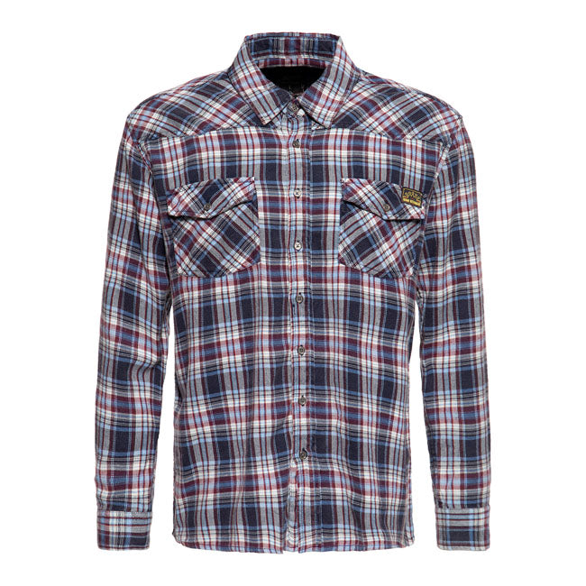 King Kerosin Acidwashed Check Shirt Navy/Bordeaux