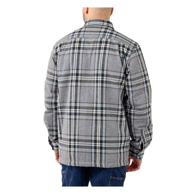 Carhartt Sherpa Lined Flannel Plaid Shirt Asphalt
