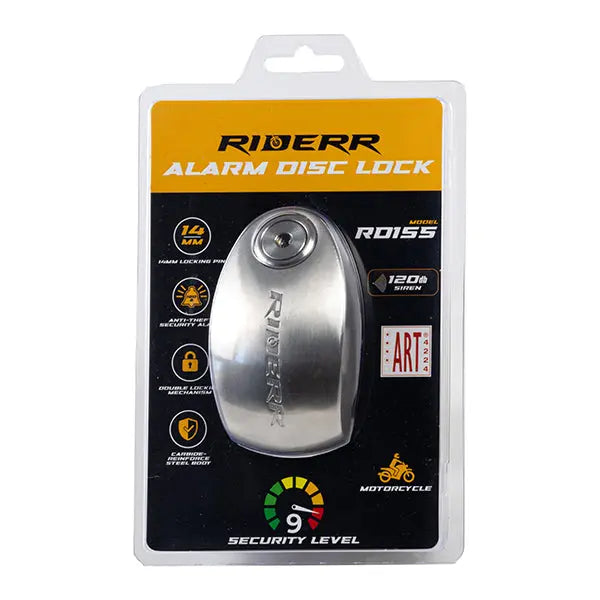 Riderr RD15S Alarm Disc Lock Silver FREE UK Delivery, FREE 365 Day Returns | Moto Central