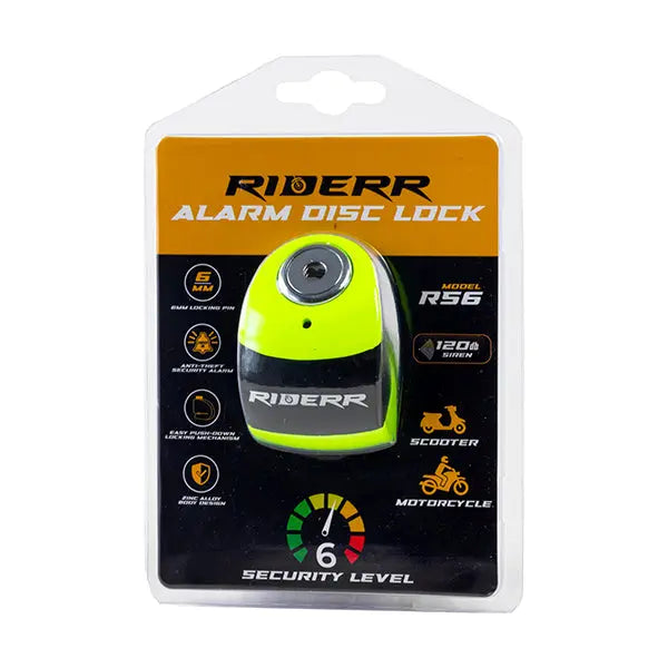 Riderr RS6 Alarm Disc Lock Fluo Green FREE UK Delivery, FREE 365 Day Returns | Moto Central