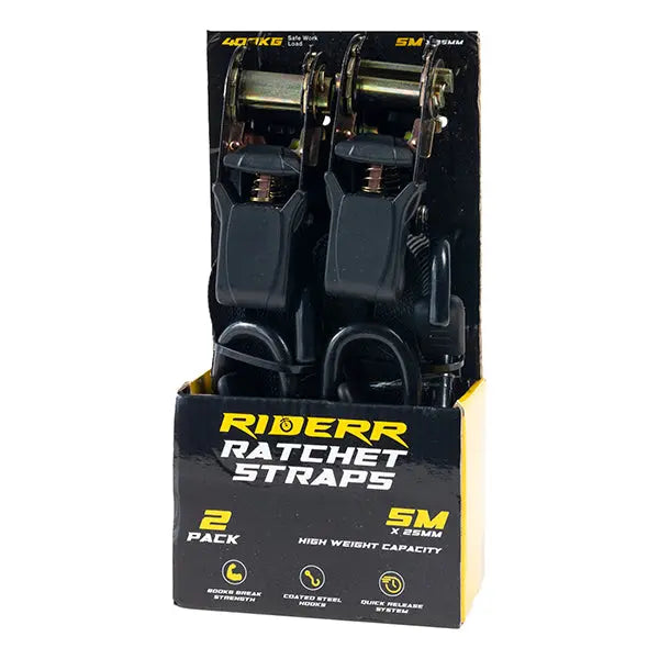 Riderr Ratchet Straps Black FREE UK Delivery, FREE 365 Day Returns | Moto Central