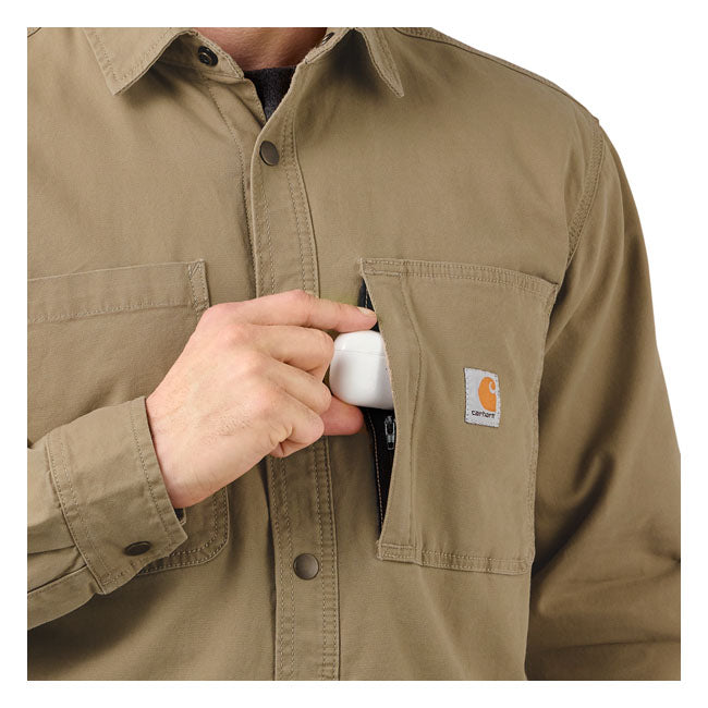 Carhartt Fleece Lined Denim Shirt Jacket Dark Khaki