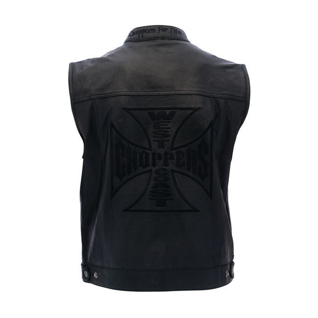 West Coast Choppers OG Classic Leather Riding Vest Black