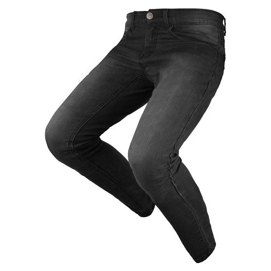 ByCity Route II black motorcycle jeans - front three-quarter view