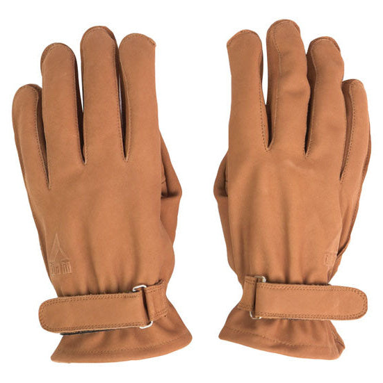 ByCity Texas brown leather motorcycle gloves - back-of-hand view