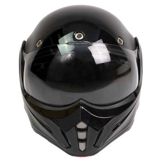 ByCity 180 Tech Convertible Black Shiny Helmet convertible motorcycle helmet, front view