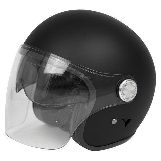 ByCity The City Matt Black open-face motorcycle helmet, left-front three-quarter view