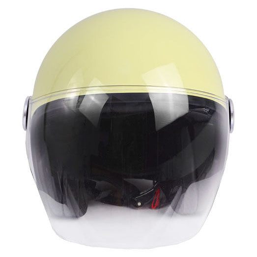 ByCity The City Beige Shiny open-face motorcycle helmet, front view with visors down