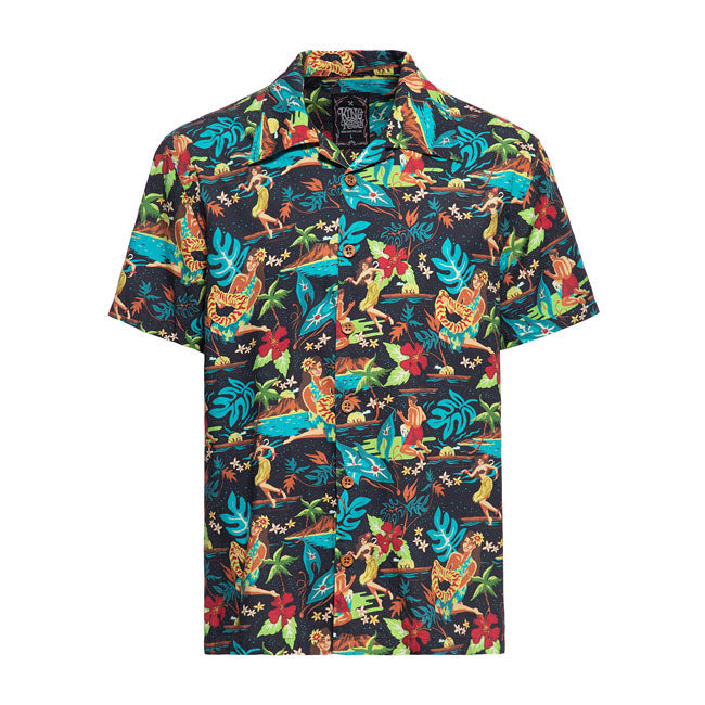 King Kerosin Tropical Hulla Hou Shirt Black
